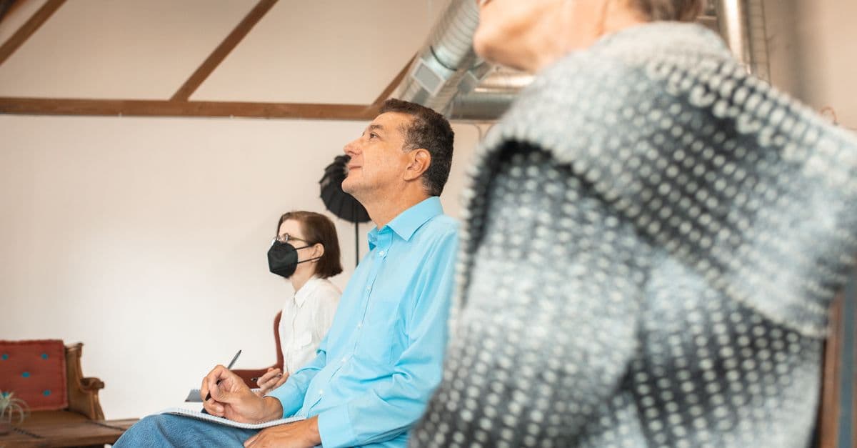 Older adults engaged in lifelong learning together